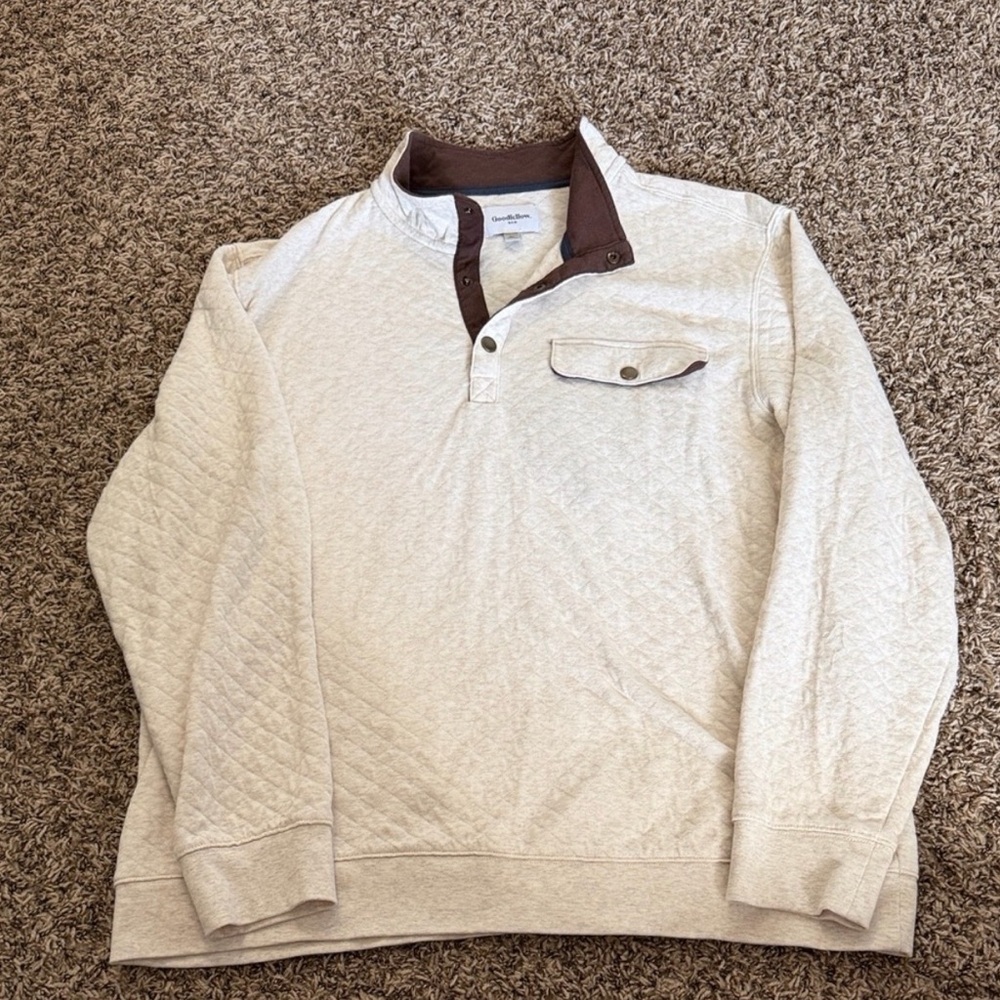 Goodfellow & Co Cream and Brown Quilted pull over